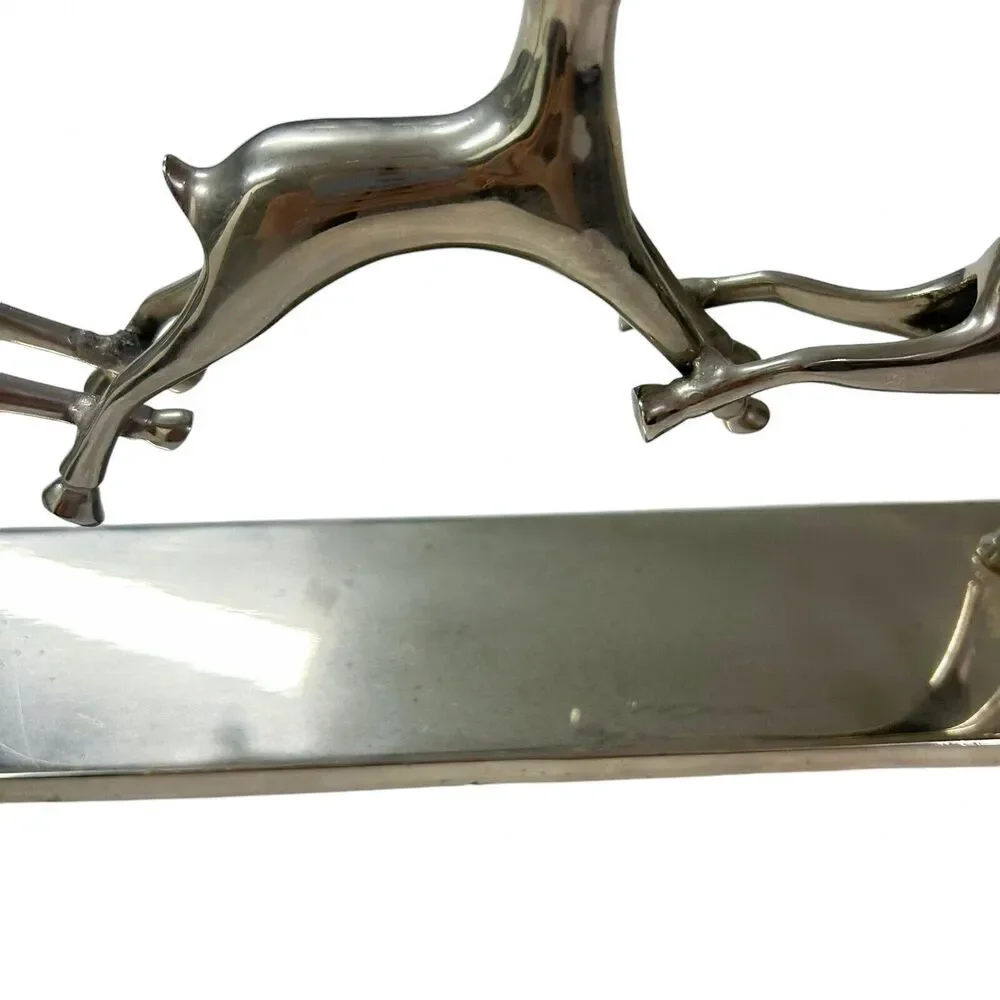 Pottery Barn Christmas Reindeer 3 pc Votive Candle Holder Decor‎ Silver Chrome